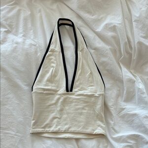 Cotton On White and Black Halter Top